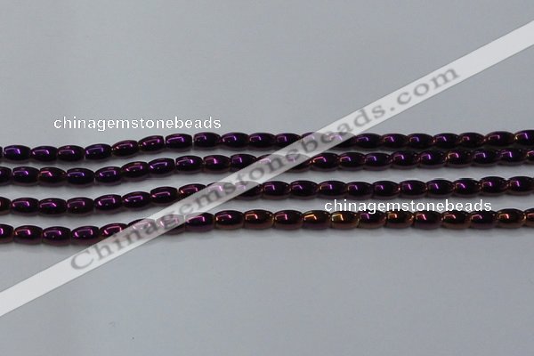 CHE805 15.5 inches 4*6mm rice plated hematite beads wholesale