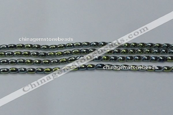 CHE806 15.5 inches 4*6mm rice plated hematite beads wholesale