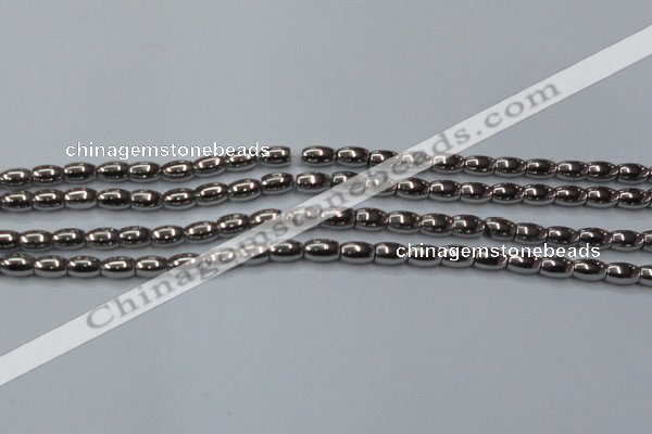 CHE810 15.5 inches 5*8mm rice plated hematite beads wholesale