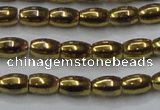 CHE811 15.5 inches 5*8mm rice plated hematite beads wholesale