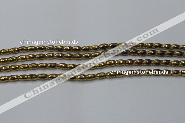 CHE811 15.5 inches 5*8mm rice plated hematite beads wholesale