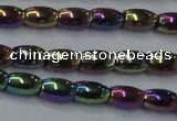 CHE812 15.5 inches 5*8mm rice plated hematite beads wholesale