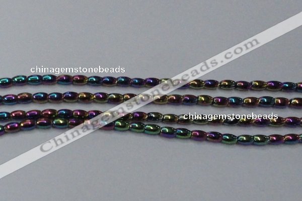 CHE812 15.5 inches 5*8mm rice plated hematite beads wholesale