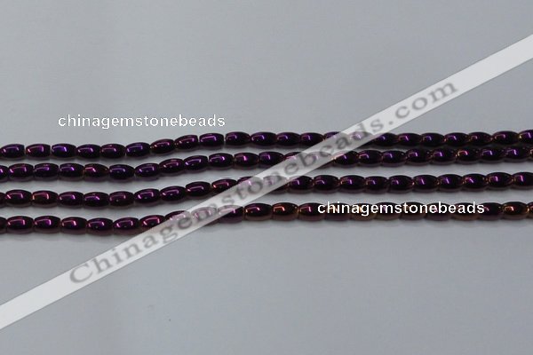 CHE813 15.5 inches 5*8mm rice plated hematite beads wholesale