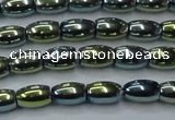 CHE814 15.5 inches 5*8mm rice plated hematite beads wholesale