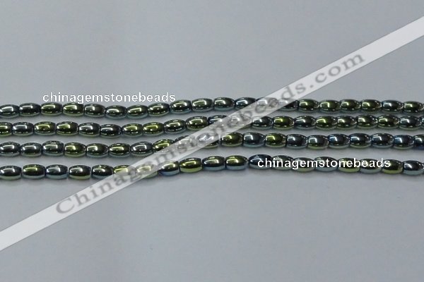 CHE814 15.5 inches 5*8mm rice plated hematite beads wholesale