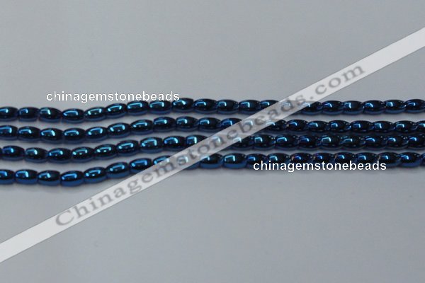 CHE815 15.5 inches 5*8mm rice plated hematite beads wholesale