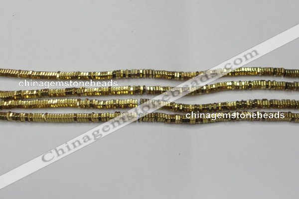 CHE827 15.5 inches 1*2mm hexagon plated hematite beads wholesale