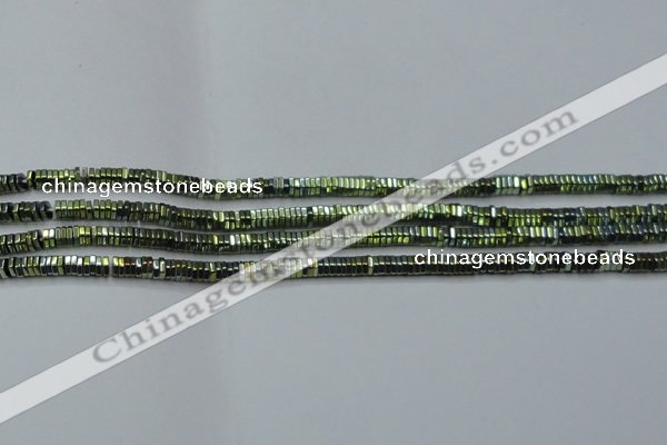CHE828 15.5 inches 1*2mm hexagon plated hematite beads wholesale