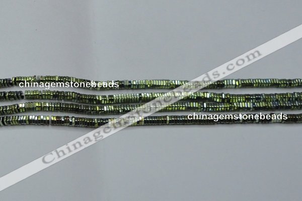 CHE828 15.5 inches 1*2mm hexagon plated hematite beads wholesale