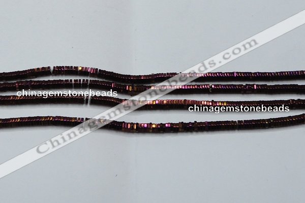 CHE829 15.5 inches 1*2mm hexagon plated hematite beads wholesale