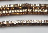 CHE834 15.5 inches 1*3mm hexagon plated hematite beads wholesale
