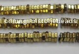 CHE835 15.5 inches 1*3mm hexagon plated hematite beads wholesale