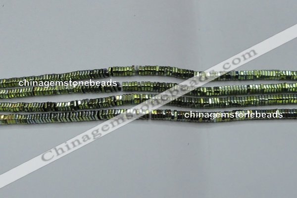 CHE836 15.5 inches 1*3mm hexagon plated hematite beads wholesale