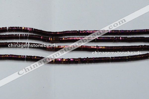 CHE837 15.5 inches 1*3mm hexagon plated hematite beads wholesale