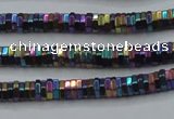 CHE838 15.5 inches 1*3mm hexagon plated hematite beads wholesale