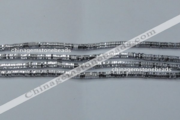 CHE841 15.5 inches 1*4mm hexagon plated hematite beads wholesale