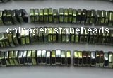 CHE844 15.5 inches 1*4mm hexagon plated hematite beads wholesale