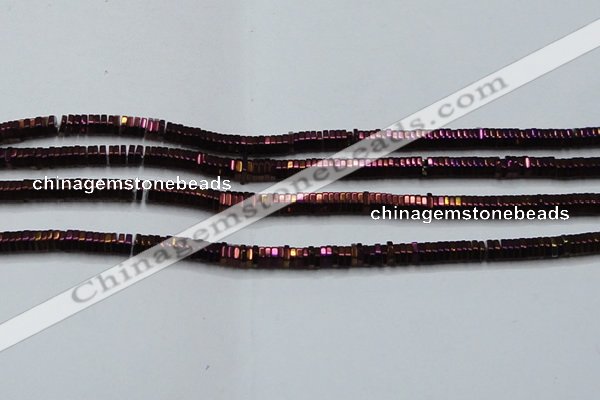 CHE845 15.5 inches 1*4mm hexagon plated hematite beads wholesale