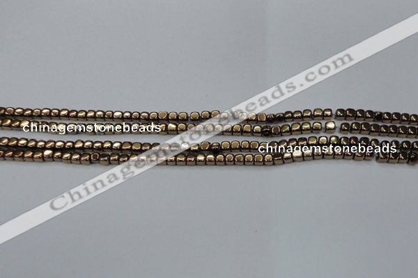 CHE854 15.5 inches 2*2mm dice platedhematite beads wholesale