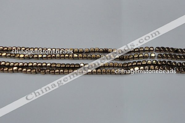 CHE862 15.5 inches 3*3mm dice platedhematite beads wholesale