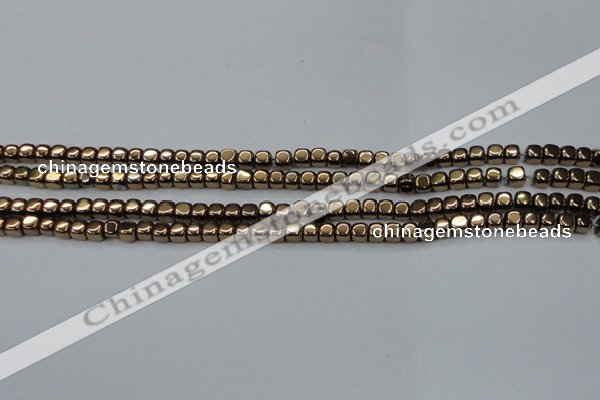 CHE867 15.5 inches 4*4mm dice platedhematite beads wholesale