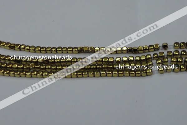 CHE868 15.5 inches 4*4mm dice platedhematite beads wholesale