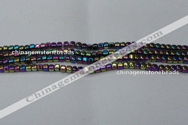 CHE871 15.5 inches 4*4mm dice platedhematite beads wholesale