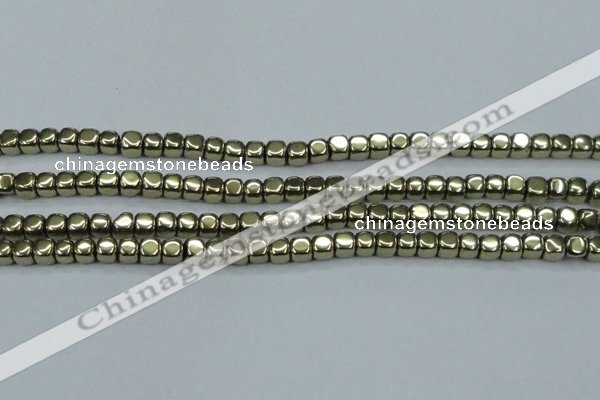 CHE877 15.5 inches 4*4mm dice plated hematite beads wholesale