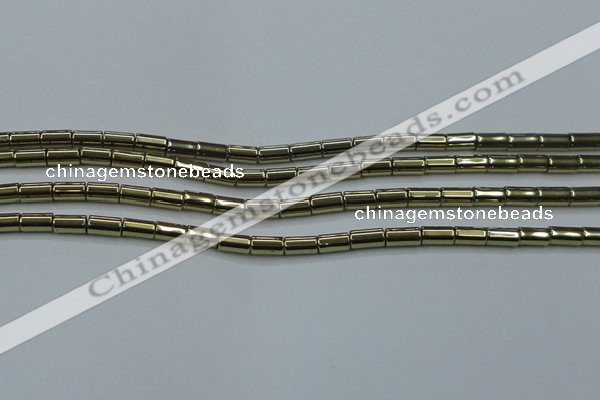 CHE883 15.5 inches 3*5mm tube plated hematite beads wholesale