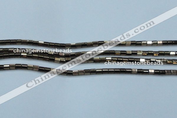 CHE887 15.5 inches 2*2mm faceted tube plated hematite beads wholesale