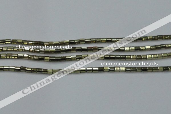 CHE888 15.5 inches 2*2mm faceted tube plated hematite beads wholesale