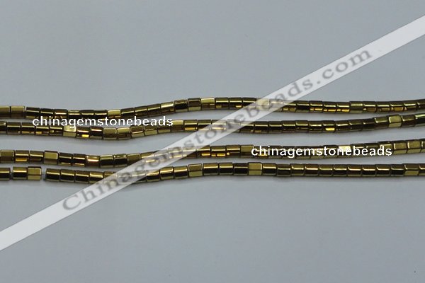 CHE889 15.5 inches 2*2mm faceted tube plated hematite beads wholesale