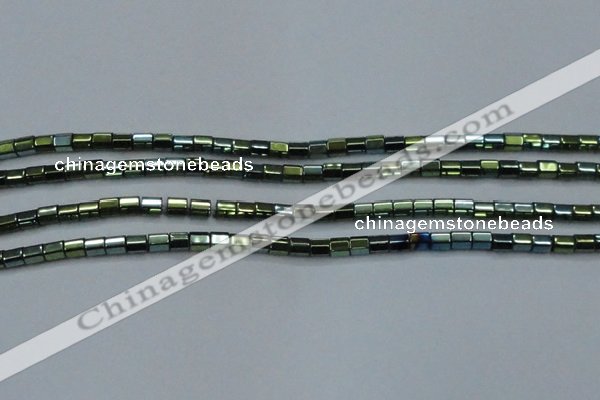 CHE890 15.5 inches 2*2mm faceted tube plated hematite beads wholesale