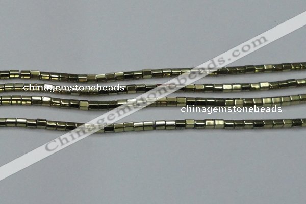 CHE898 15.5 inches 3*3mm faceted tube plated hematite beads wholesale