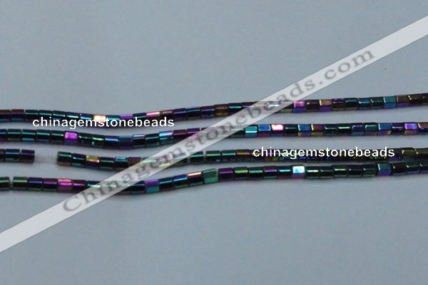 CHE901 15.5 inches 3*3mm faceted tube plated hematite beads wholesale