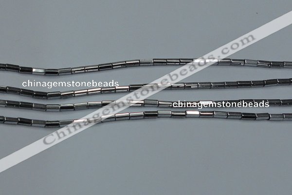 CHE905 15.5 inches 2*4mm faceted tube plated hematite beads wholesale