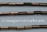 CHE906 15.5 inches 2*4mm faceted tube plated hematite beads wholesale