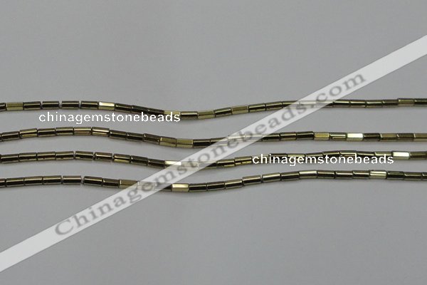 CHE907 15.5 inches 2*4mm faceted tube plated hematite beads wholesale