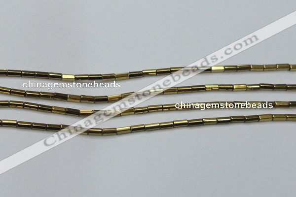 CHE908 15.5 inches 2*4mm faceted tube plated hematite beads wholesale