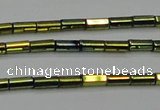 CHE909 15.5 inches 2*4mm faceted tube plated hematite beads wholesale