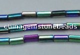 CHE910 15.5 inches 2*4mm faceted tube plated hematite beads wholesale