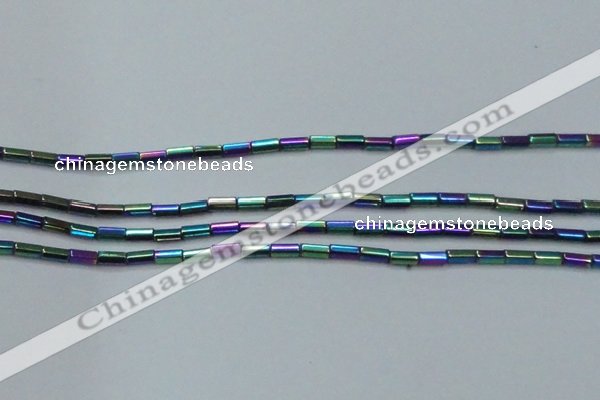 CHE910 15.5 inches 2*4mm faceted tube plated hematite beads wholesale