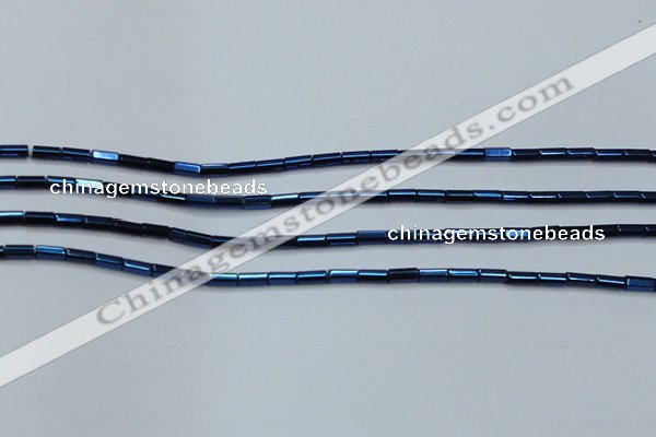 CHE911 15.5 inches 2*4mm faceted tube plated hematite beads wholesale