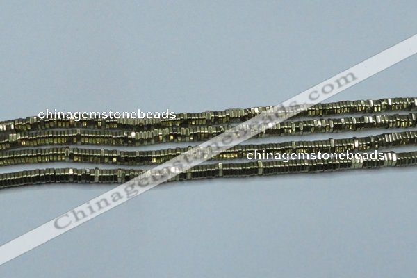 CHE913 15.5 inches 1*2mm hexagon plated hematite beads wholesale