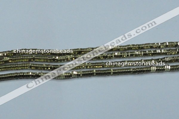 CHE914 15.5 inches 1*3mm hexagon plated hematite beads wholesale