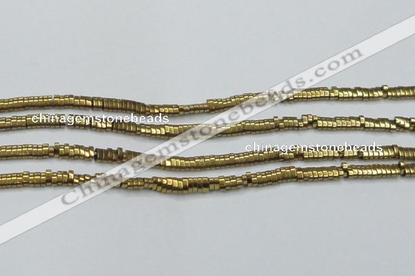 CHE931 15.5 inches 1*2*3mm oval plated hematite beads wholesale