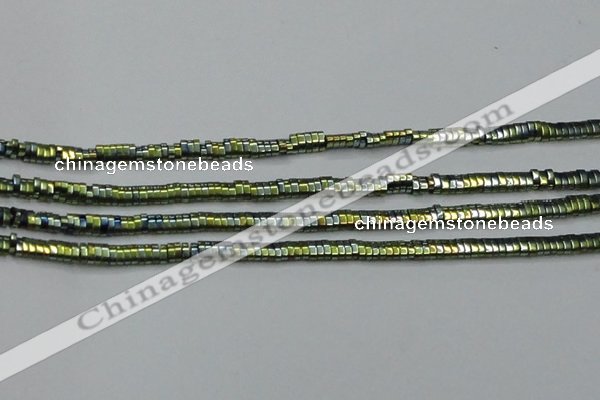 CHE932 15.5 inches 1*2*3mm oval plated hematite beads wholesale