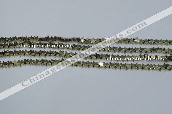 CHE937 15.5 inches 4mm star plated hematite beads wholesale