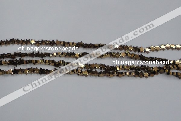 CHE939 15.5 inches 4mm star plated hematite beads wholesale